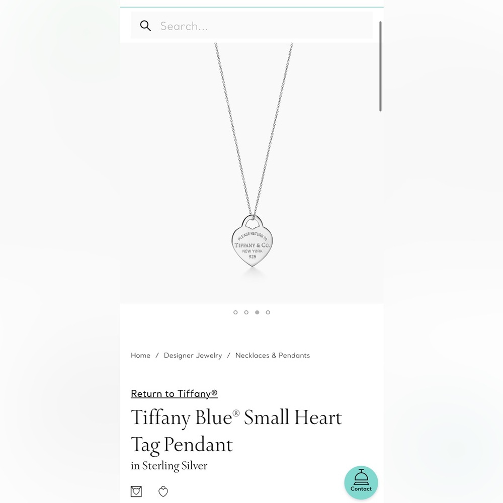 Tiffany Blue Small Heart Tag Pendant